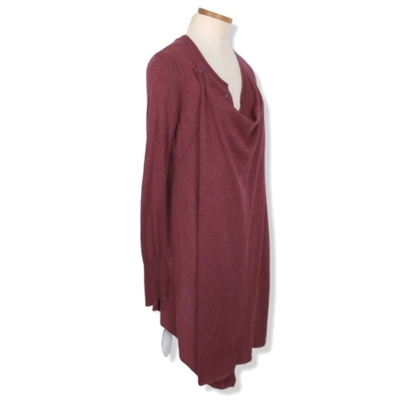 Free People Asymmetrical Drape Cardigan in Wine Size Small - Picture 6 of 12
